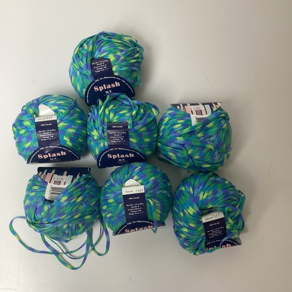 Splash NY Yarns 7 Balls 100% Acrylic Blue Green Purple Tweed Knitting Crochet - Picture 8 of 8